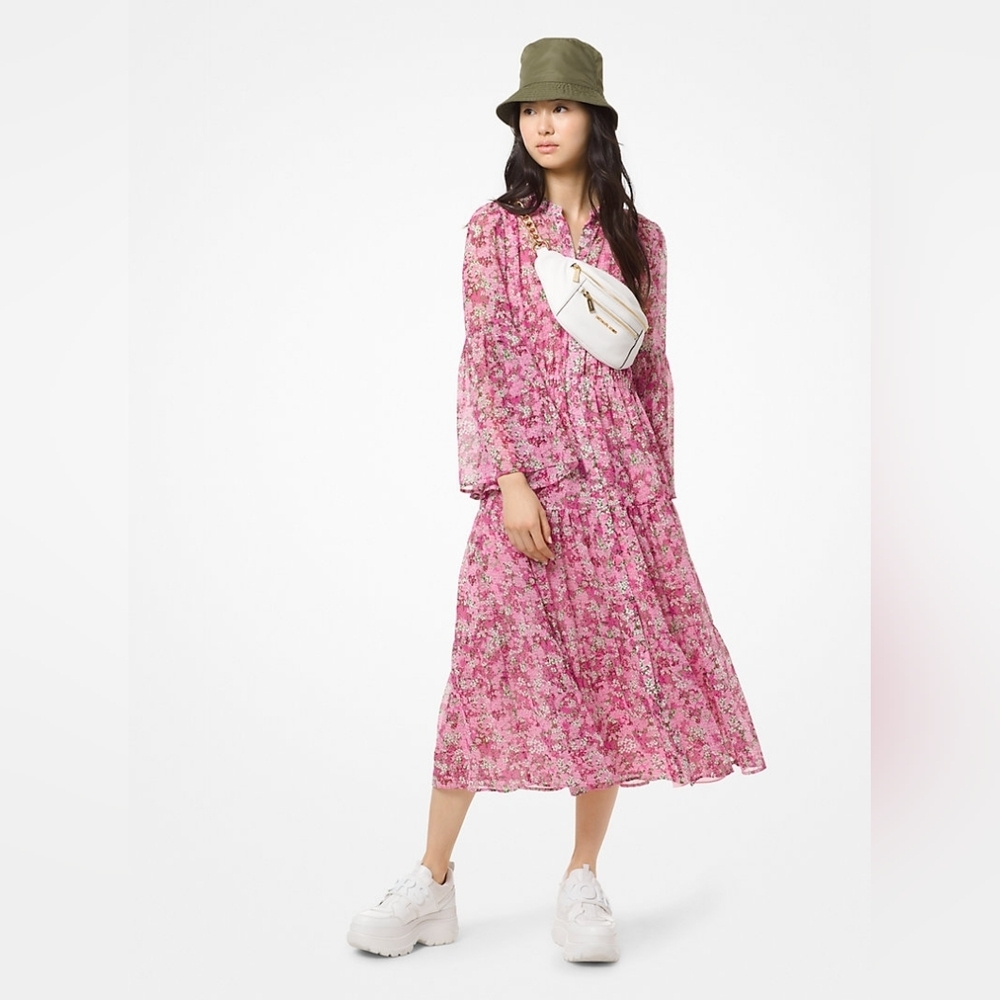 MICHAEL Michael Kors Enchanted Bloom Floral Midi Dress